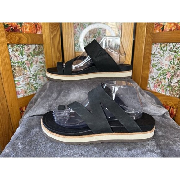 MERRELL Juno Wrap Black Slip On Leather Sandals Shoes Outdoor Travel Sz 10 - Picture 3 of 9